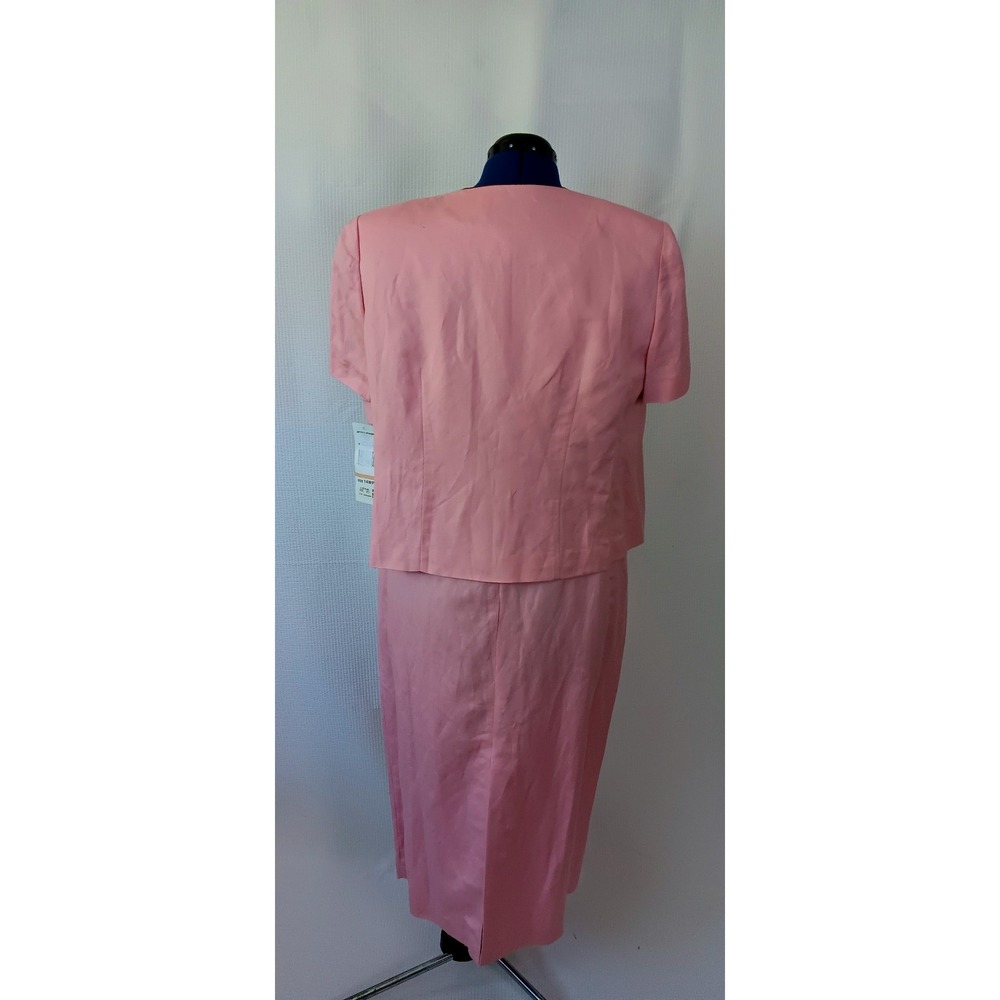 Jessica Howard Pink Linen Blend 2 Piece Jacket Maxi Dress Set Womens 14P NWT - Picture 4 of 9
